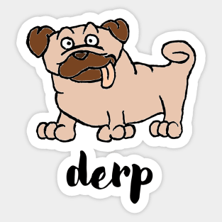 Pug Derp - Silly Dog Cartoon Sticker